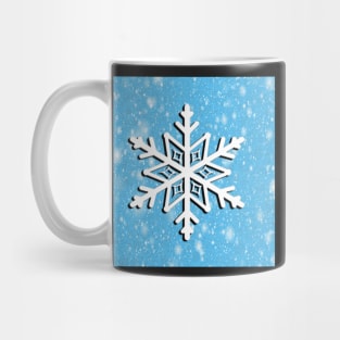 Snowflake on Teal Blizzard Background Snow Lover Home Decor & Gifts Winter Mug